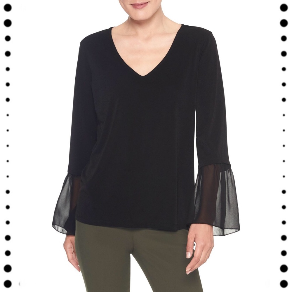 NWT Banana Republic Black Bell Sleeve Blouse